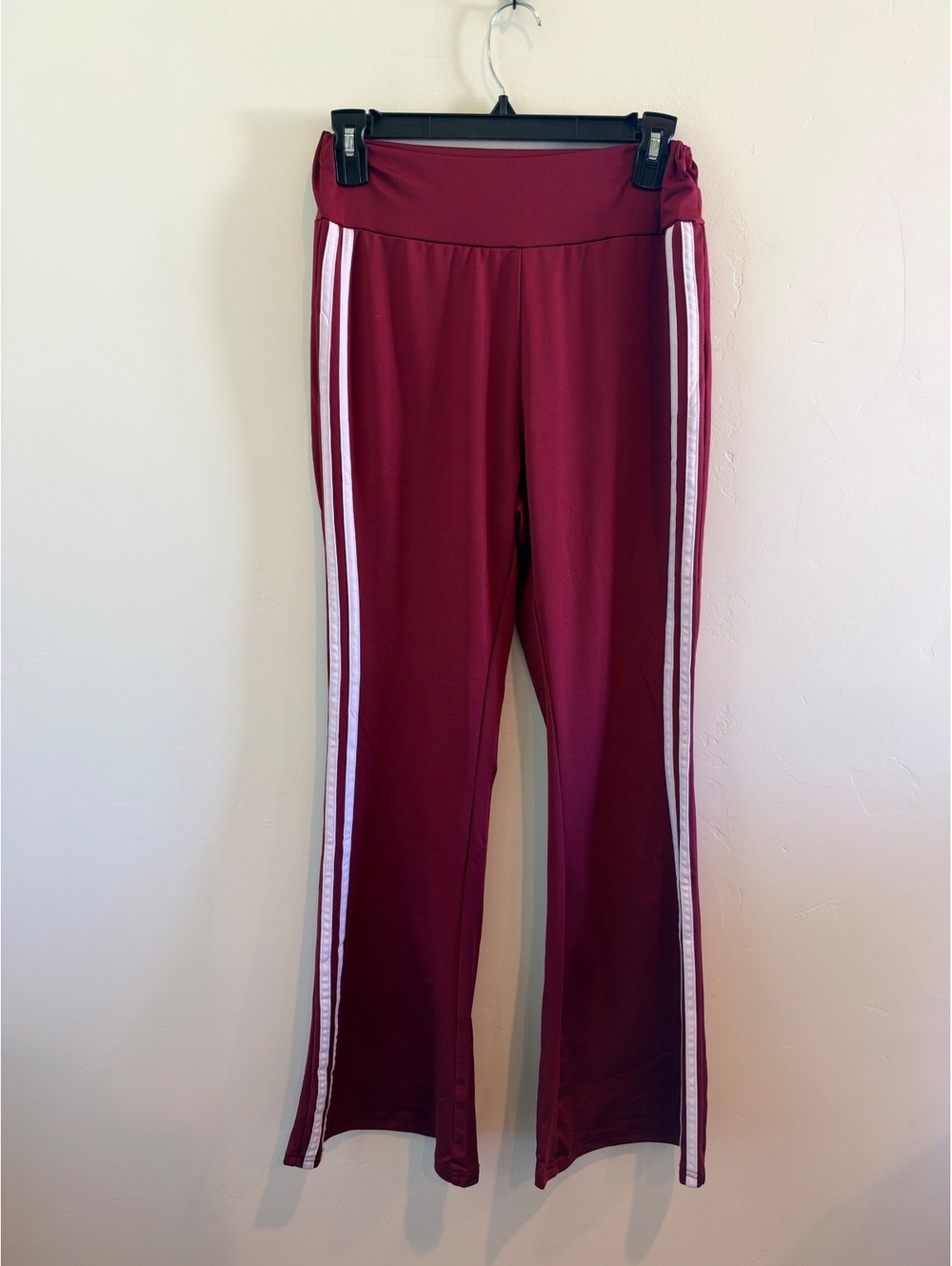 Burgundy Side Stripe Flare Yoga Pants Size Large Y2K